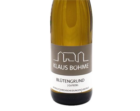 A picture of the wine label of Weingut Klaus Böhme Gutedel Blütengrund Lagenwein